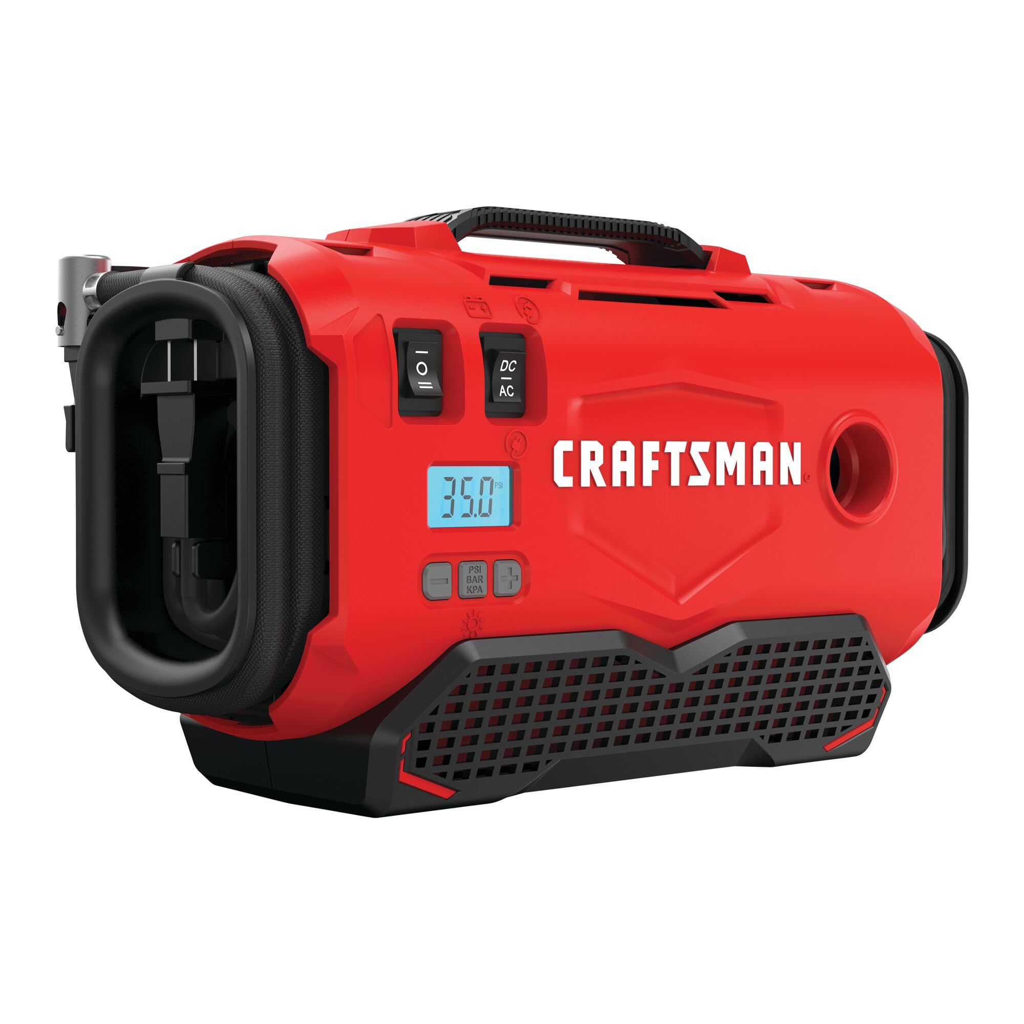 CRAFTSMAN V20 Tire Inflator Portable Air Compressor, Car Air Pump, 3 Modes Tire Pump: Cordless, 120V Corded, and 12V Car Adapter, Battery Sold Separately (CMCE520B)