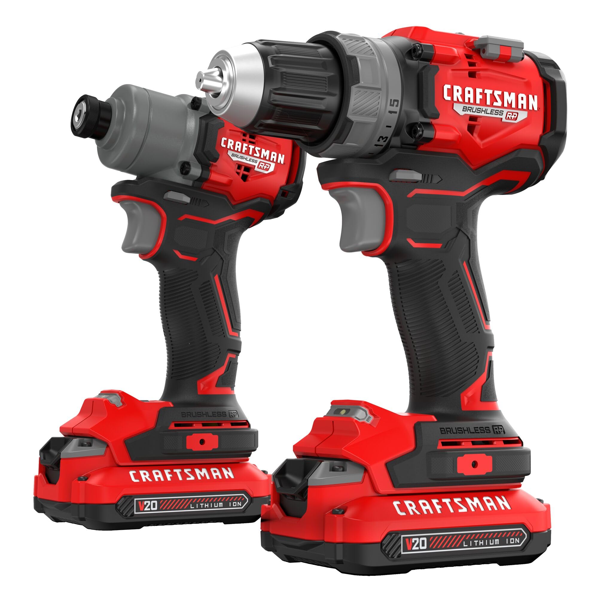 CRAFTSMAN 20V RP Cordless Drill Driver and Impact Driver, Brushless 2-Tool Power Tool Combo Kit, LED Work Light, Includes Battery and Charger (CMCK2530C2)