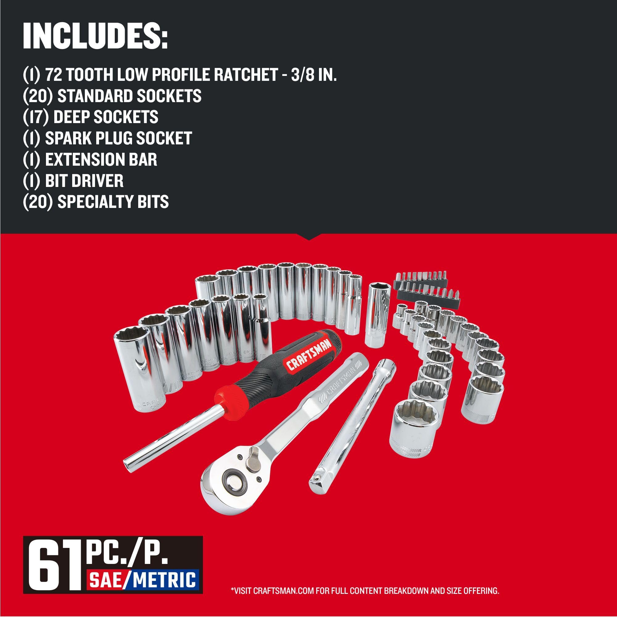 122-craftsman-mechanics-tool-set-3-8-inch-drive-61-piece-cmmt45161-3.jpg CRAFTSMAN Mechanics Tool Set, 3/8 Inch Drive, 61 Piece (CMMT45161)