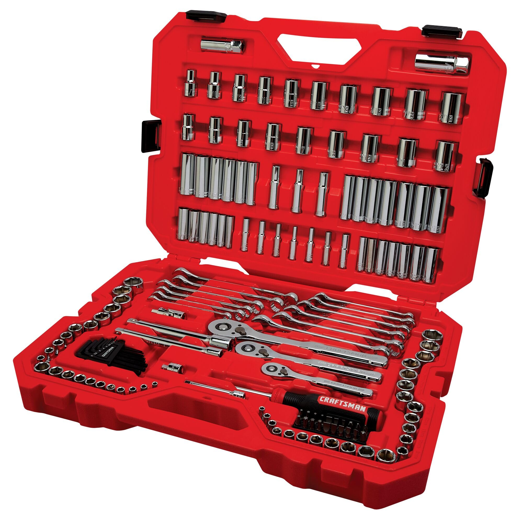 CRAFTSMAN Socket Set, 159 Piece Socket Wrench Set Mechanics Tools 1/4-in., 3/8-in., and 1/2-in(, 6 Point and 12 Point (CMMT12125)
