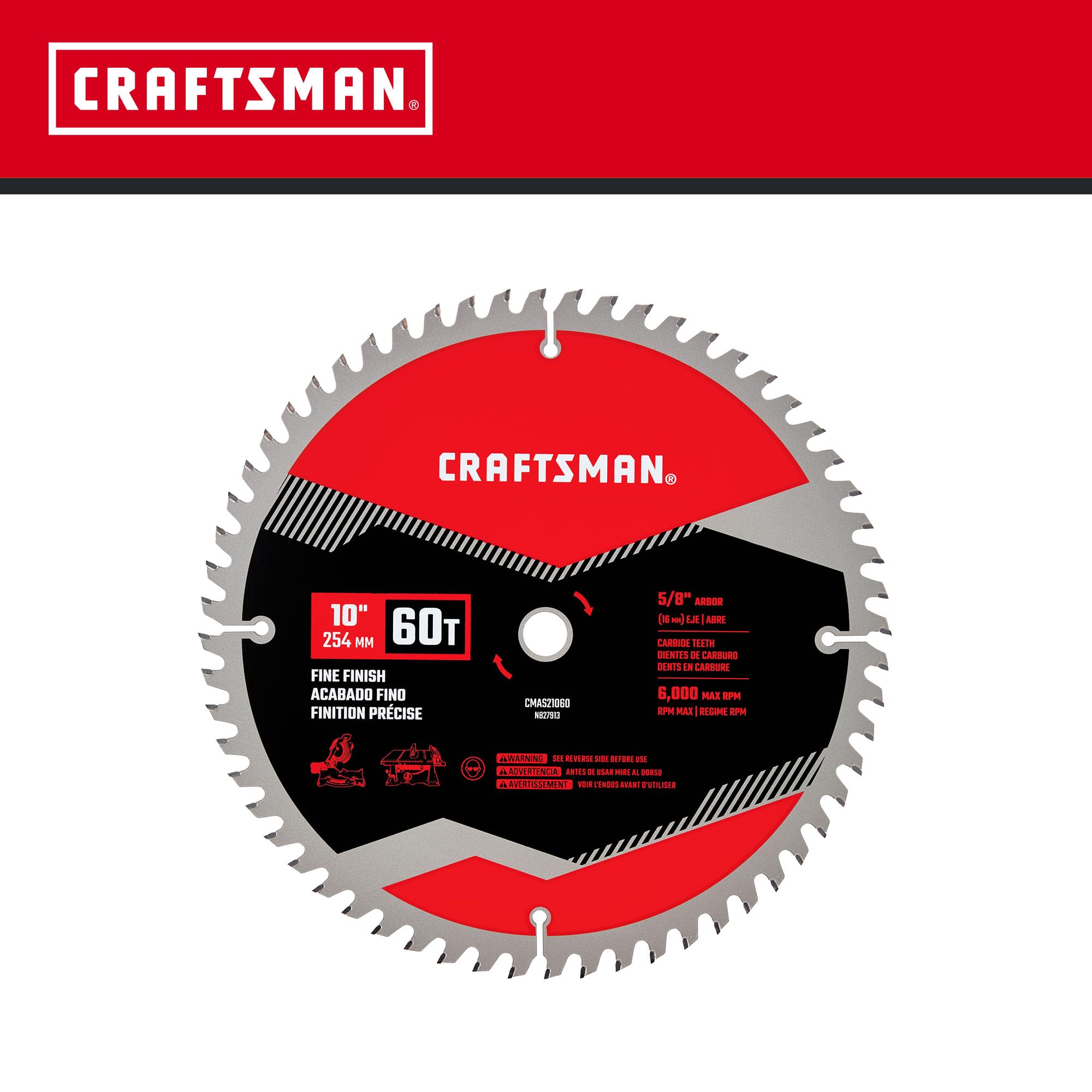 CRAFTSMAN 10 in Table Saw Blade 60 Tooth with 5/8 in Arbor (1 Pack) (CMAS21060)