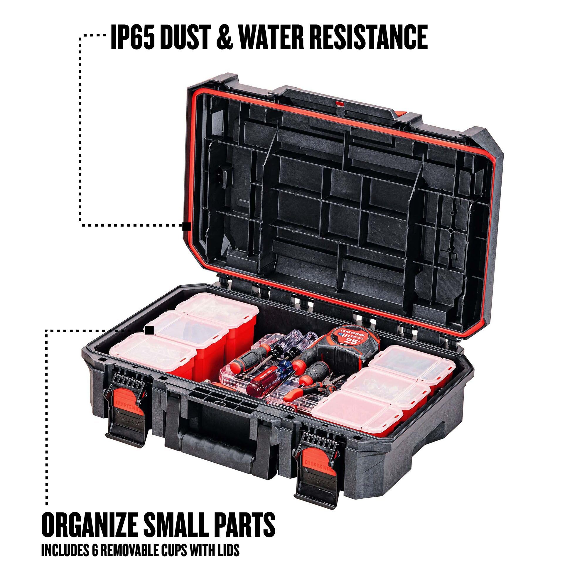 CRAFTSMAN TRADESTACK System Tool Box, Water Resistant Tool Storage, with 6 Small Parts Containers, 21 Inch (CMST21415)