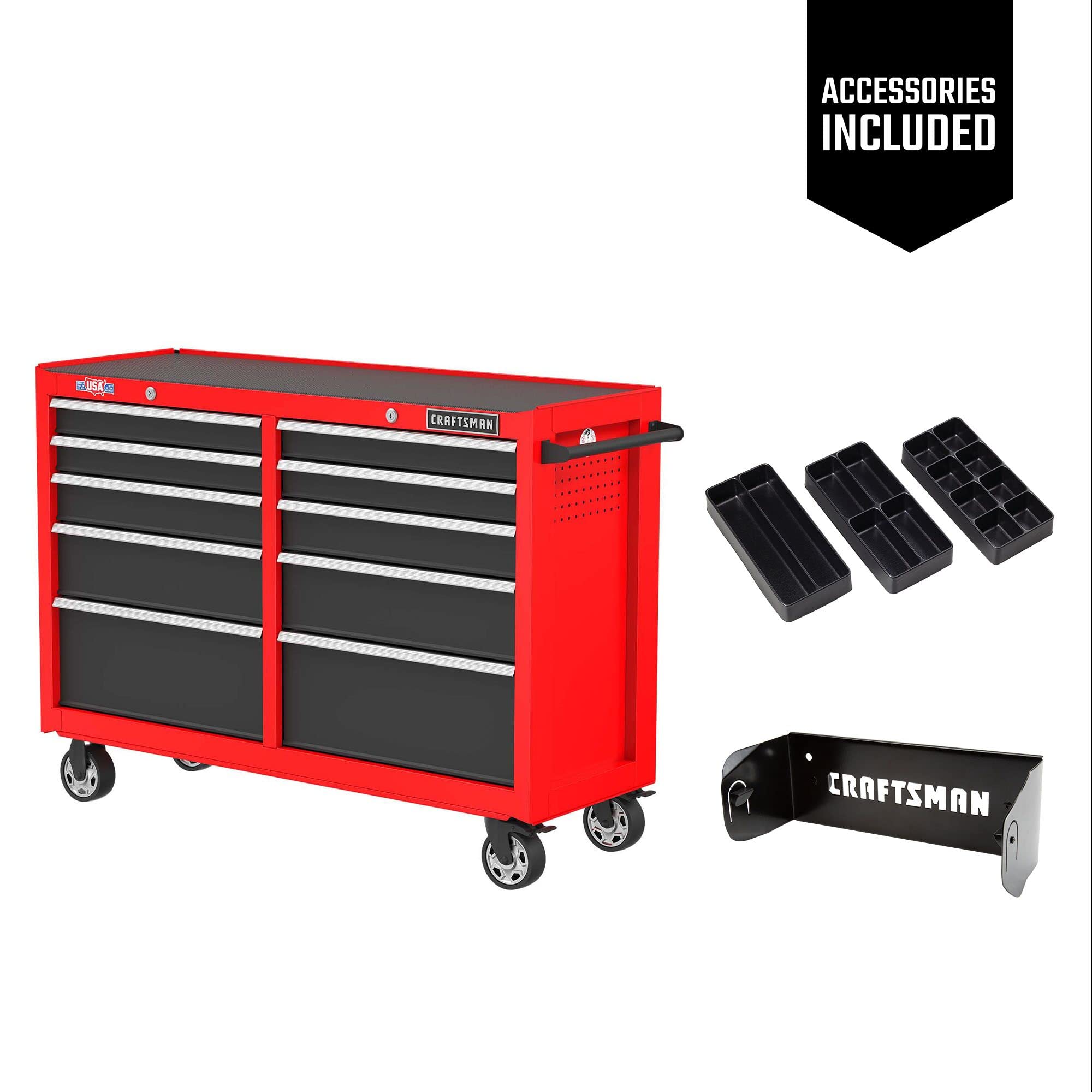 186-craftsman-s2000-52-tool-chest-10-drawer-rolling-tool-storage-cabinet-with-tray-and-holder-red-cmst352102rb-3.jpg CRAFTSMAN S2000 52" Tool Chest, 10-Drawer Rolling Tool Storage Cabinet with Tray and Holder, Red (CMST352102RB)