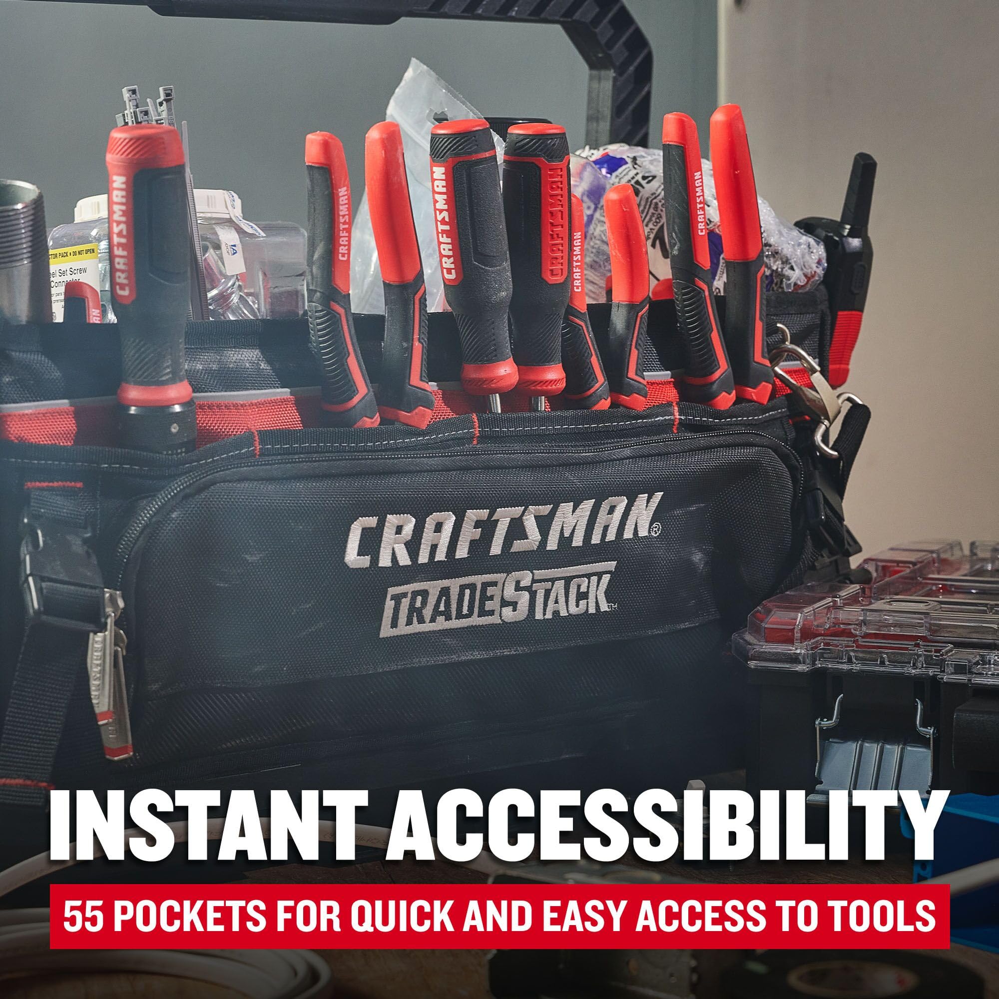 195-craftsman-tradestack-tool-bag-22.5-durable-polyester-black-and-red-cmst21450-3.jpg CRAFTSMAN TRADESTACK Tool Bag, 22.5”, Durable Polyester, Black and Red (CMST21450)