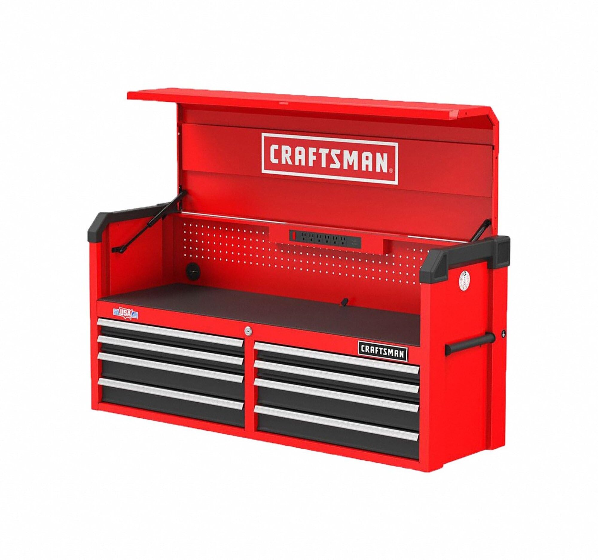 CRAFTSMAN S2000 52" 8-Drawer Tool Storage Chest with Light and Divider, Red (CMST35282RB)