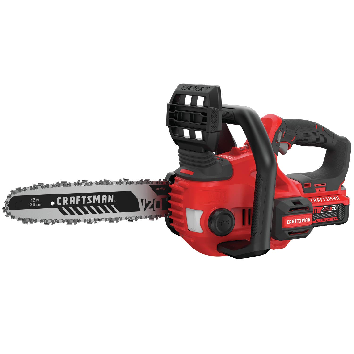 CRAFTSMAN V20 Cordless Chainsaw, 12-Inch Electric Chainsaw, Battery Powered, Battery and Charger Included (CMCCS620M1)