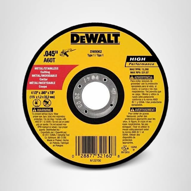 DEWALT 4-1/2 Inch Cut-Off Wheel, Angle Grinder Cutting Disc, General Purpose, 4-Pack (DW8062B5)