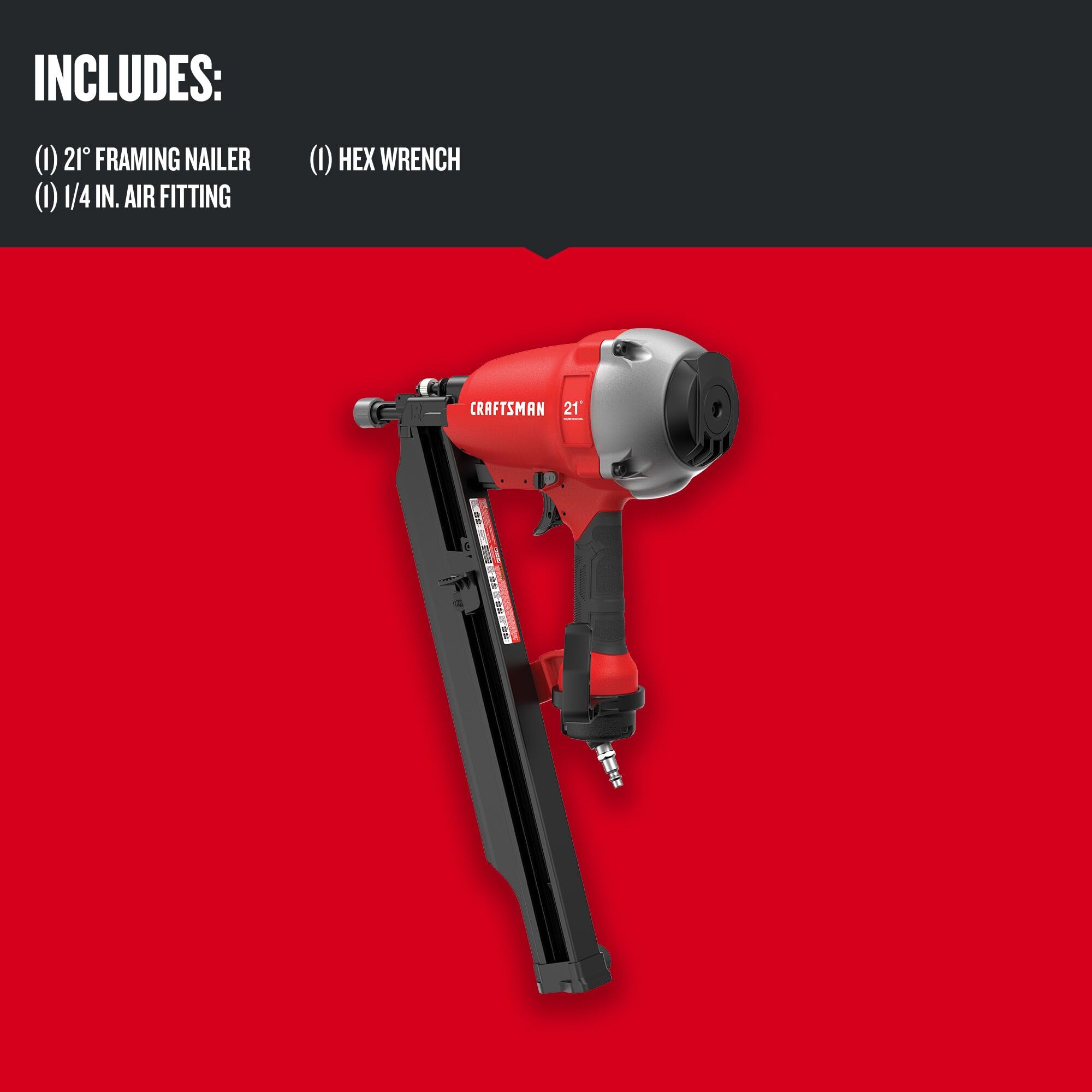 CRAFTSMAN Framing Nail Gun, 2 to 3-1/2", 21° Plastic (CMP21PL)