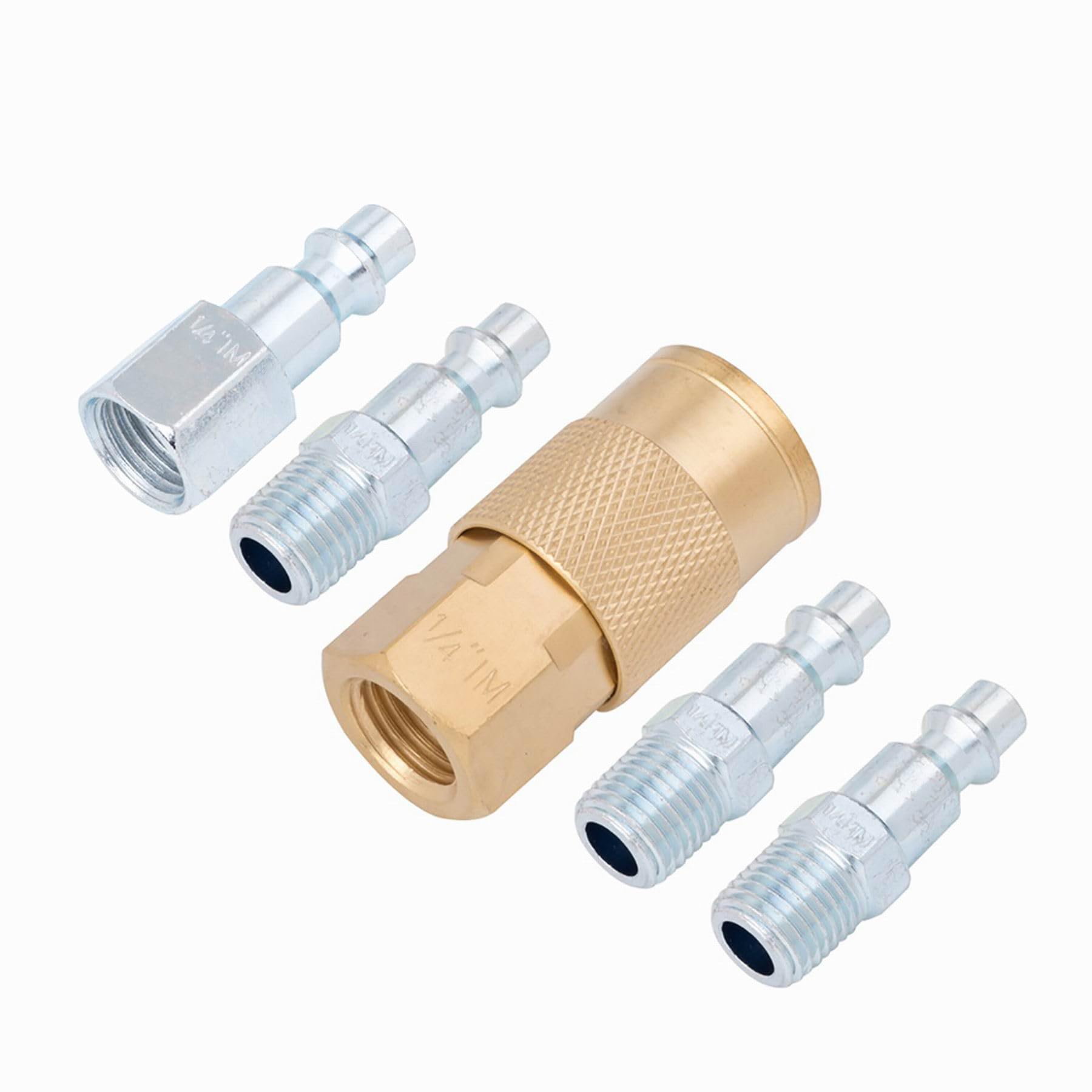 CRAFTSMAN 5-pc NPT Coupler/Plug Kit, Industrial Quick Connect, Steel and Brass, 1/4-in NPT Threads