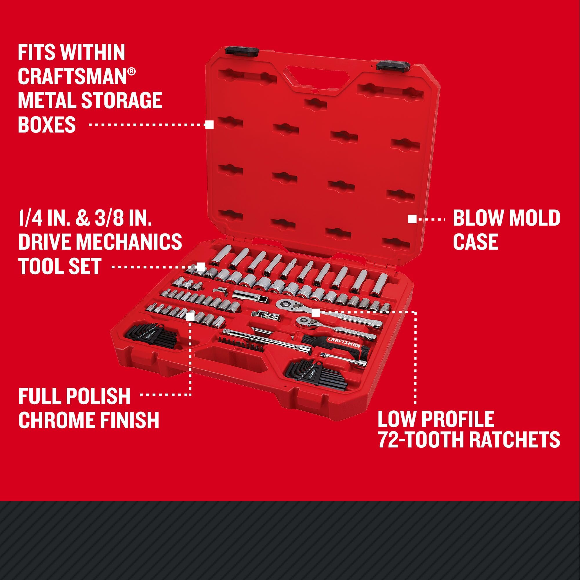 CRAFTSMAN Mechanics Tool Set, 83 Piece Hand Tool and Socket Set SAE/Metric (CMMT12121)