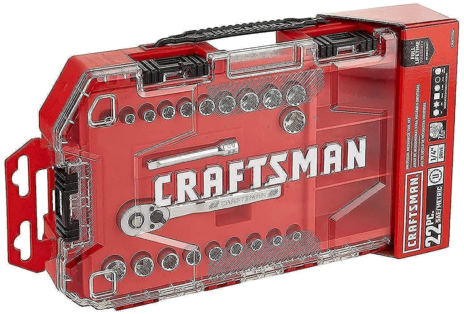 CRAFTSMAN Socket Set, Universal, 1/4-Inch Drive, 22-Piece (CMMT12014)