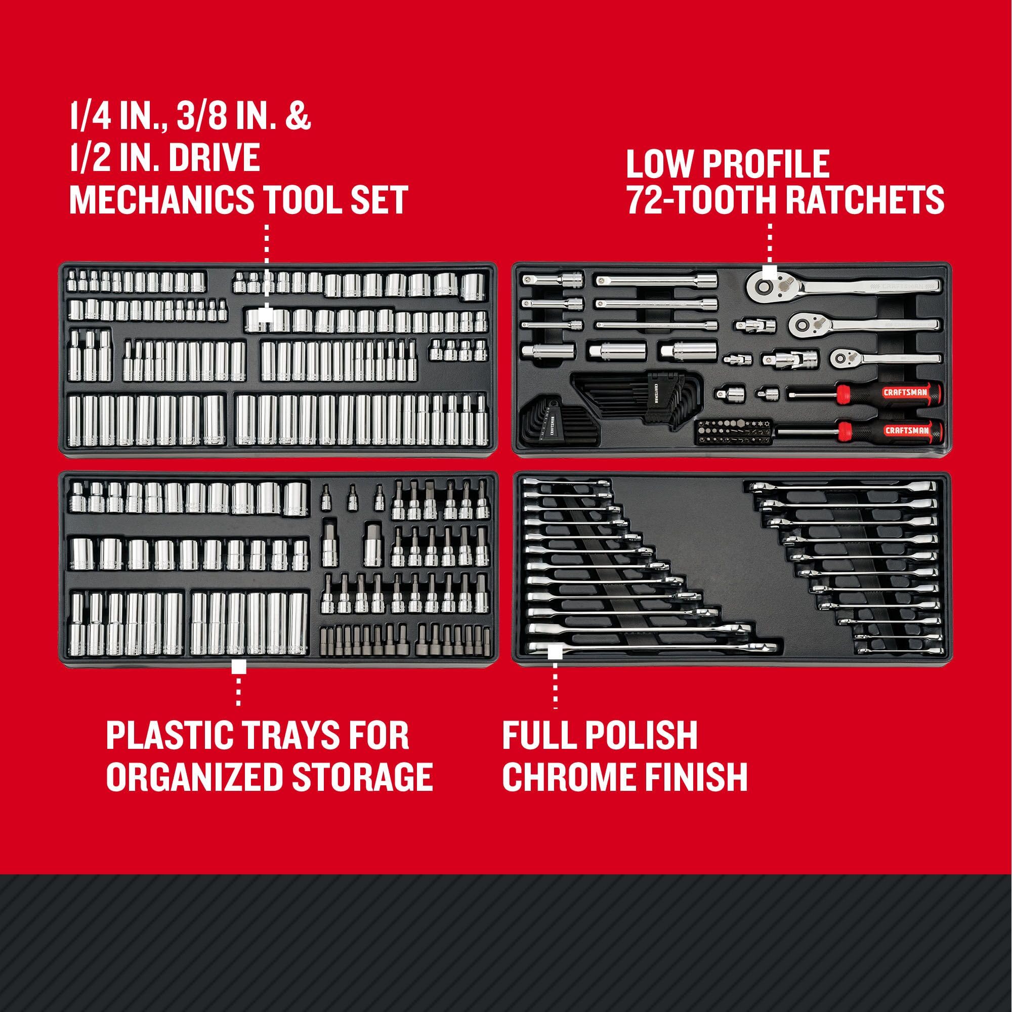 CRAFTSMAN Mechanics Tool Set, 298 Piece Hand Tool and Socket Set SAE/Metric (CMMT12139)