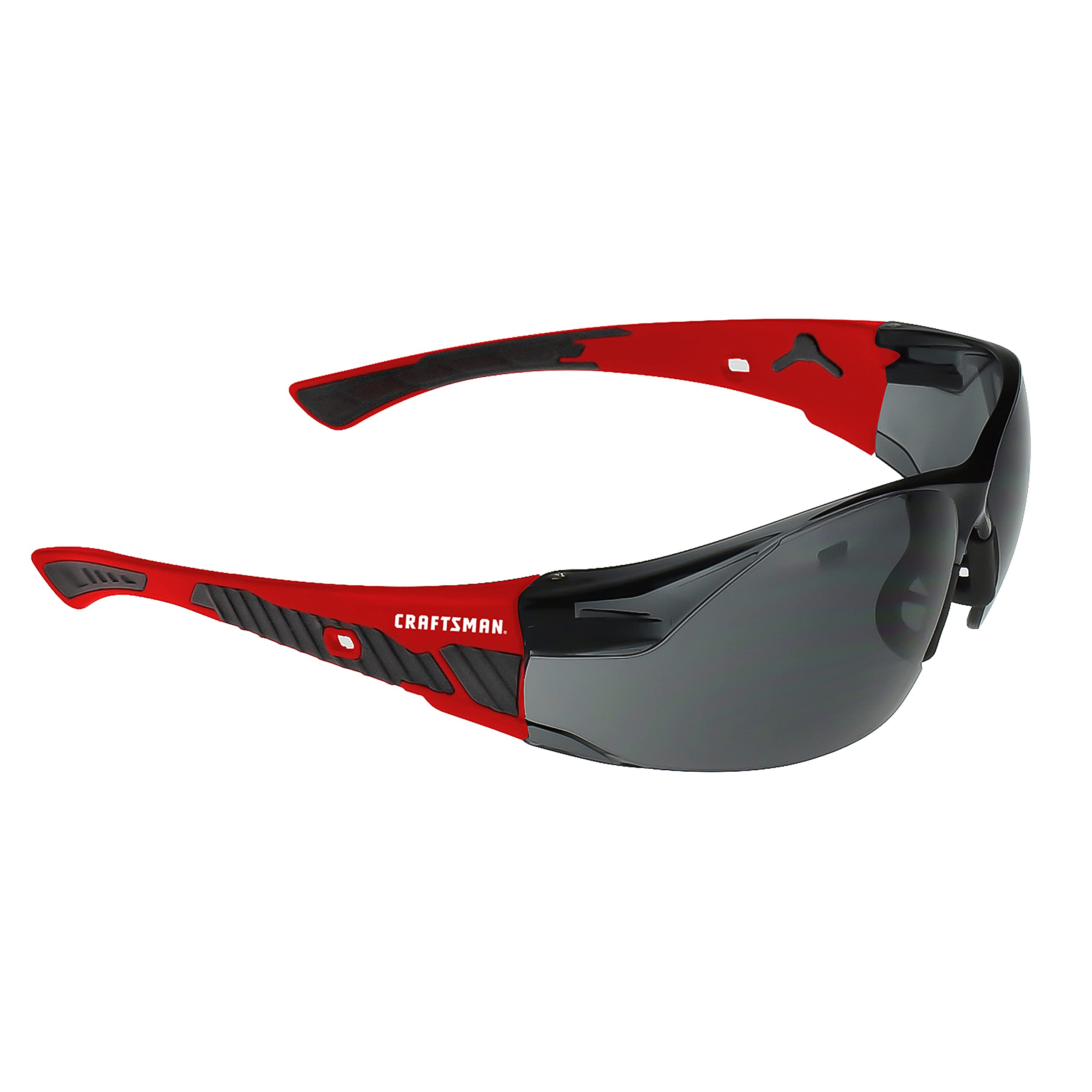 Craftsman 200, Safety Glass, Comfort Fit – Smoke, Red Frame