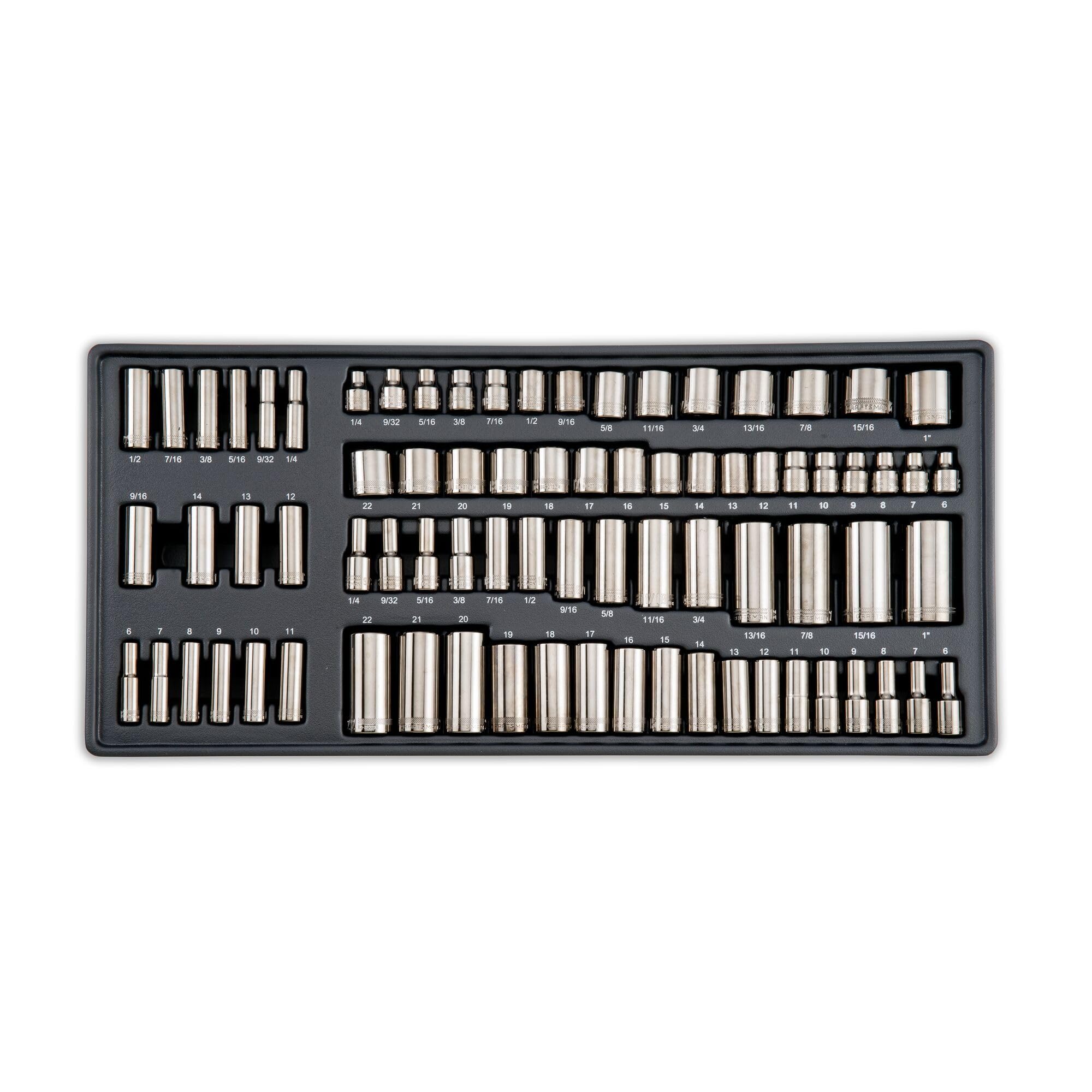 CRAFTSMAN OVERDRIVE 284-Piece Gunmetal Chrome Mechanics Tool Set, Standard SAE/Metric Socket Set, with Hard Case (CMMT99284)