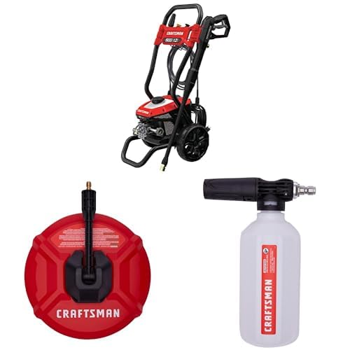 CRAFTSMAN Electric Pressure Washer, Cold Water, 1900 -PSI, 1.2-GPM, Corded (CMEPW1900) with 12 in Surface Cleaner (CMZPWSC100) and Pressure Washer Soap Applicator (CMZPWHPSB200)