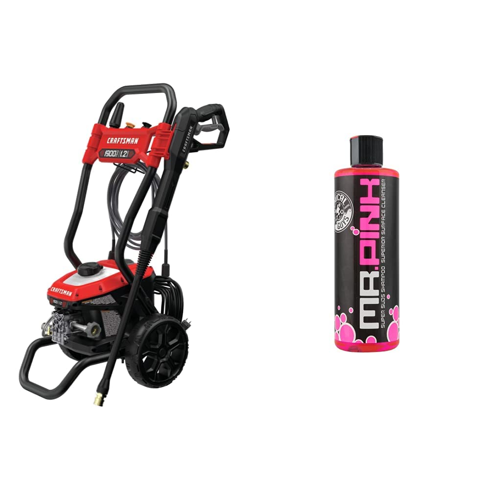 CRAFTSMAN Pressure Washer, 1900 PSI (CMEPW1900) & Chemical Guys CWS_402_16 Mr. Pink Foaming Car Wash Soap, Safe for Cars, Trucks, Motorcycles, RVs & More, 16 fl oz, Candy Scent