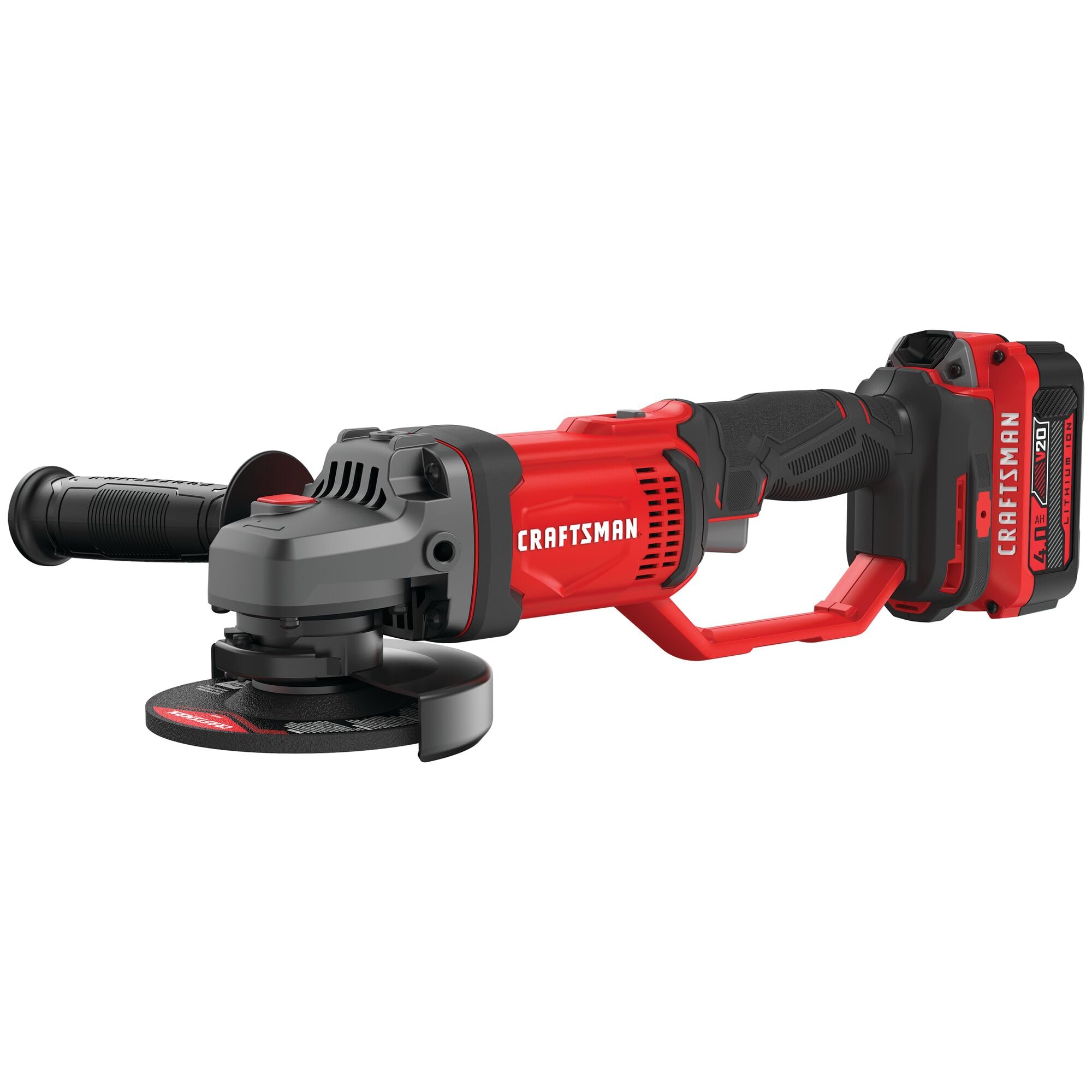 CRAFTSMAN V20 Cordless Angle Grinder Tool Kit, 4-1/2 inch, Battery and Charger Included (CMCG400M1)