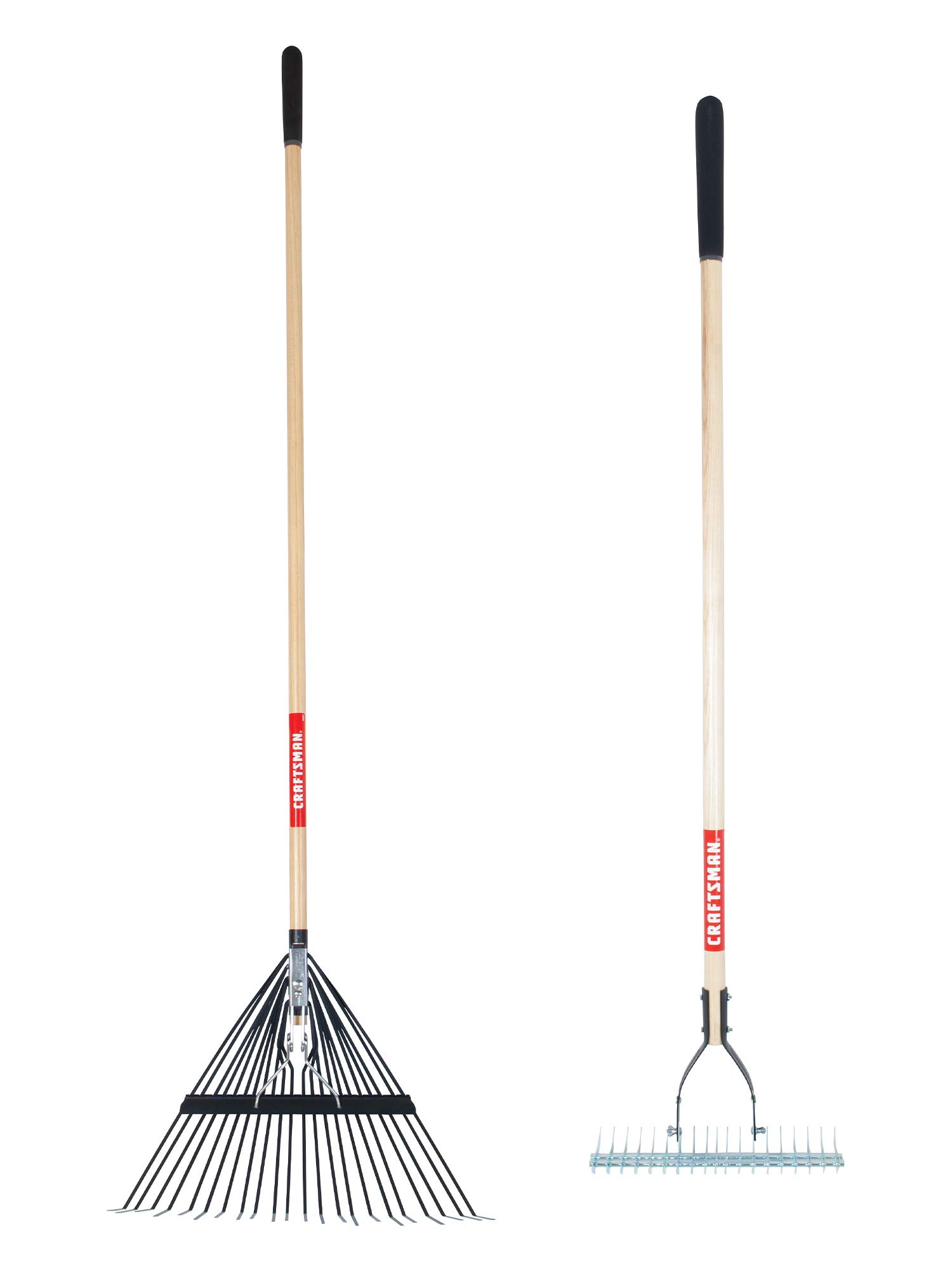 CRAFTSMAN 2-Piece Raking Set with Lawn & Thatching Rakes, Wood Handles with Cushion Grips, for Leaves, Dethatching, Dead Grass, Cultivating