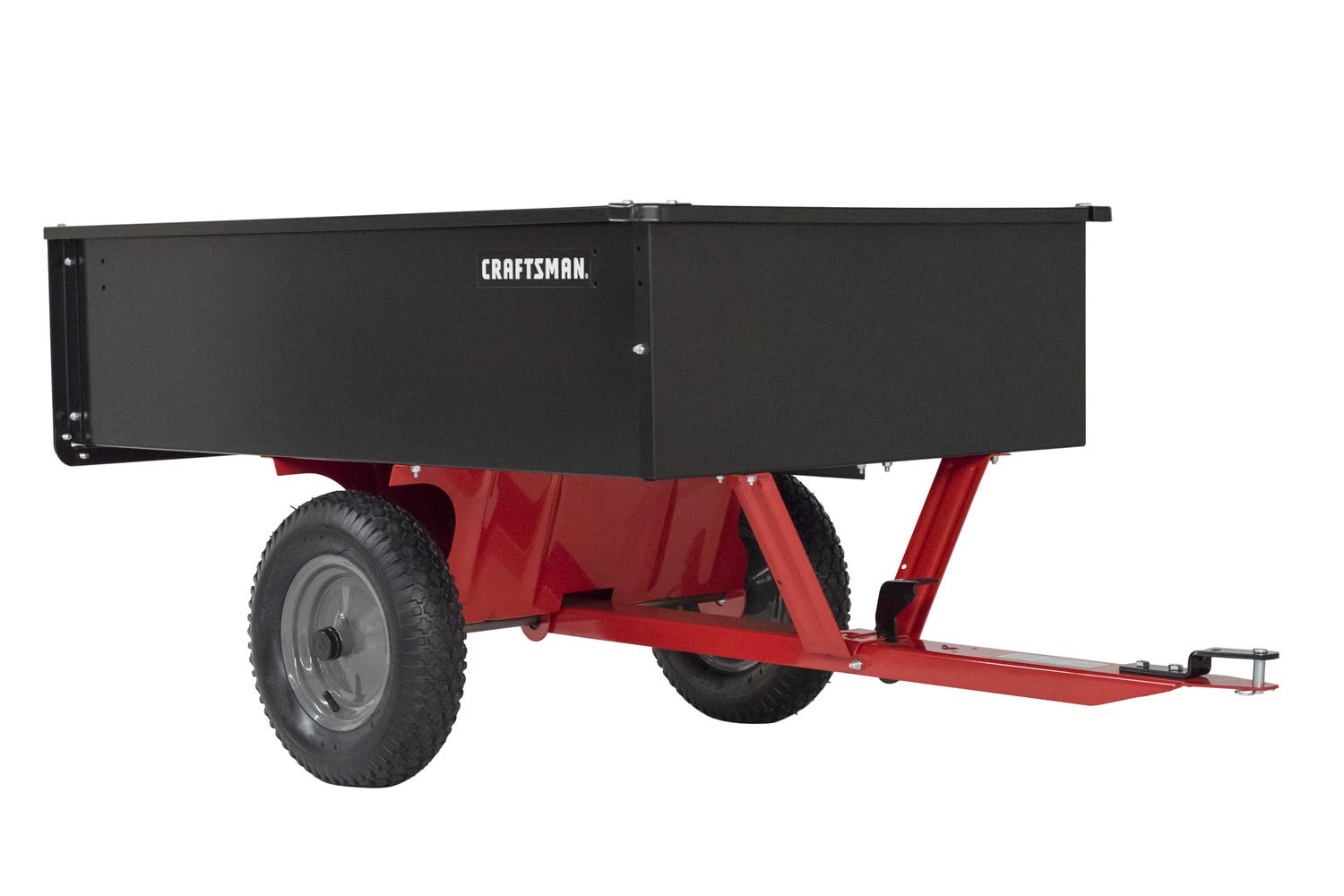 CRAFTSMAN, CMXGZBF7124355, 750-lb Capacity Steel Tow Behind Dump Cart, 12 Cubic Feet Capacity, Removable Tailgate - Garden Utility Trailer, 16” x 4” Pneumatic Tires