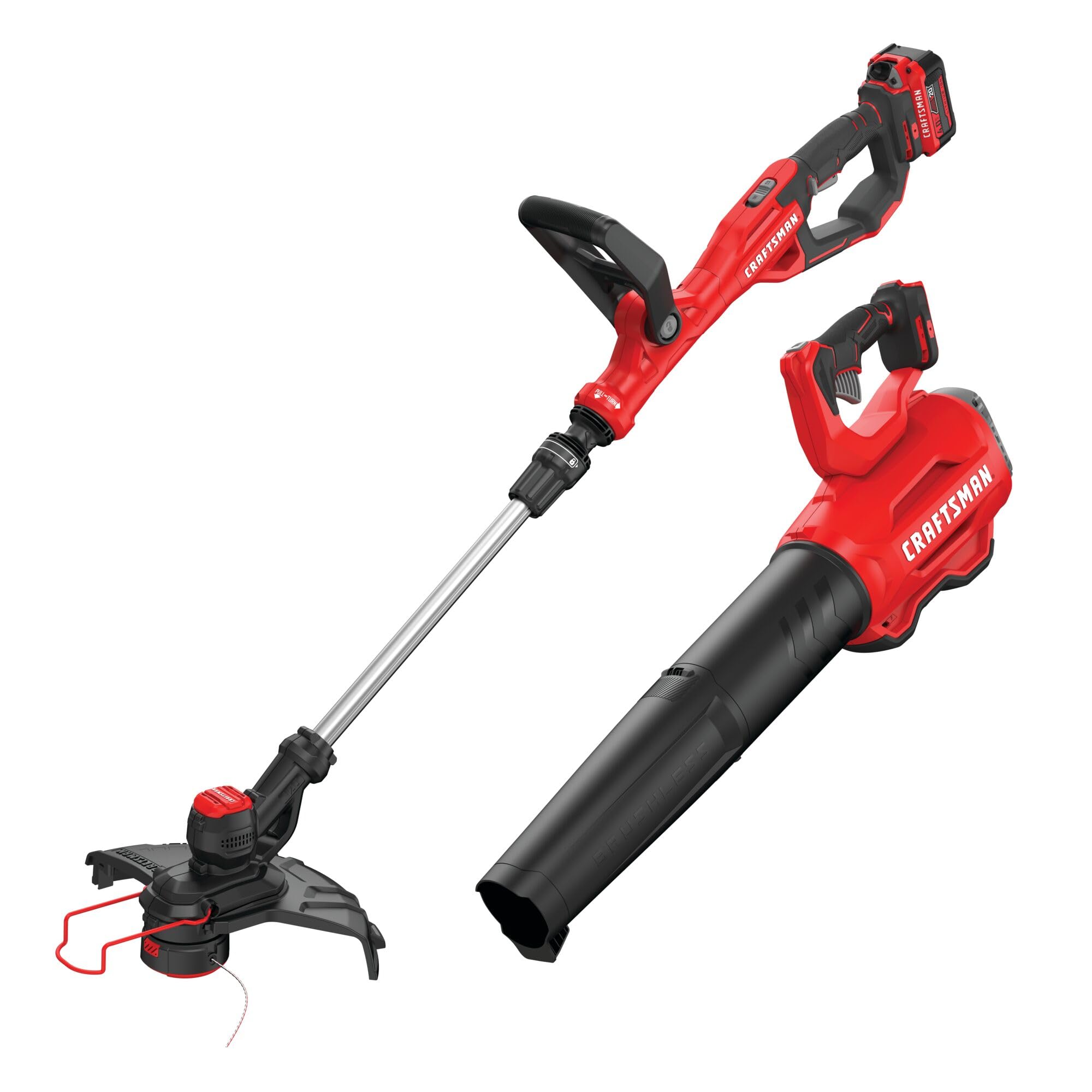 CRAFTSMAN V20 String Trimmer and Leaf Blower Combo Kit, Cordless (CMCK297M1)