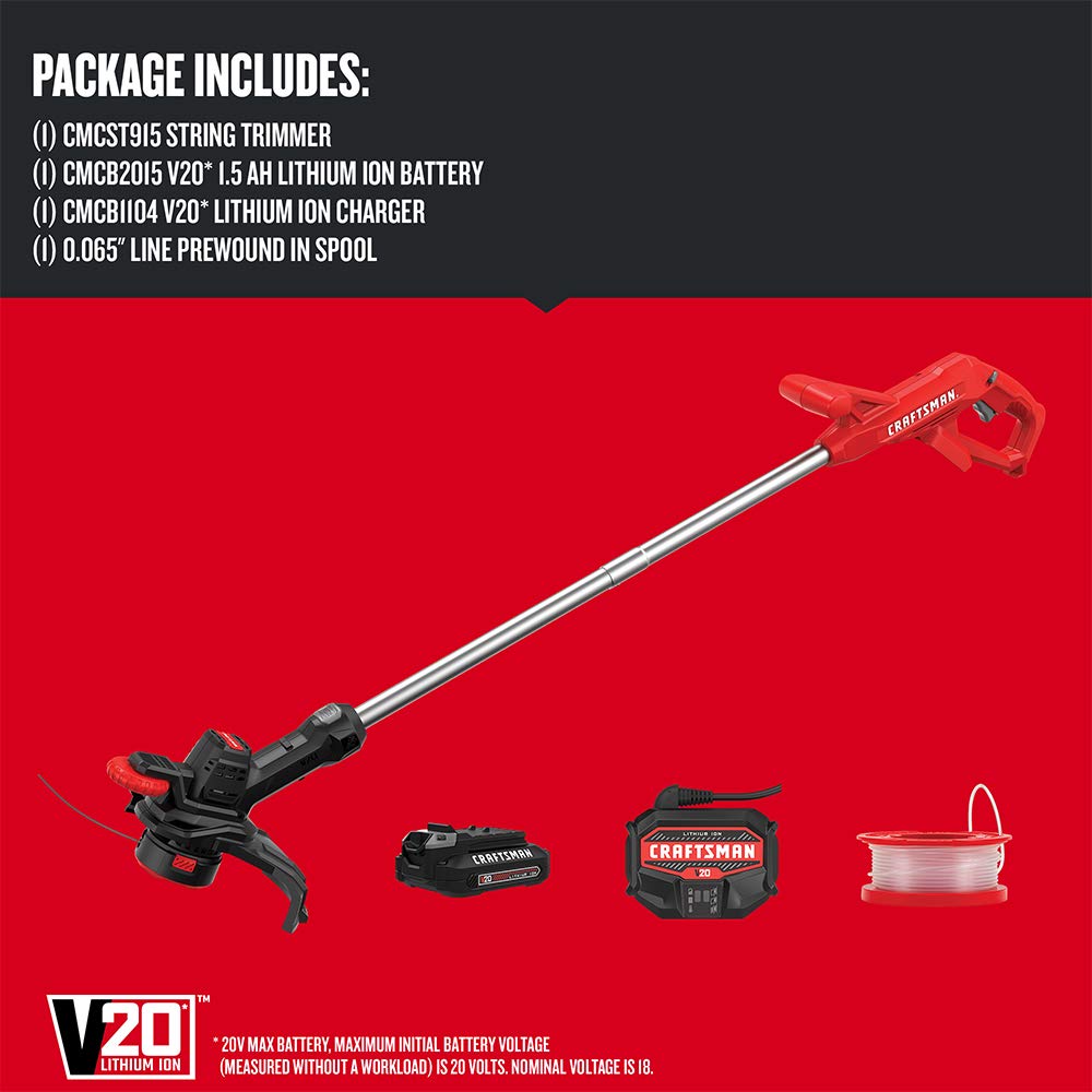 CRAFTSMAN CMCST915C1 V20* Cordless 10 in. WEEDWACKER® String Trimmer and Edger Kit