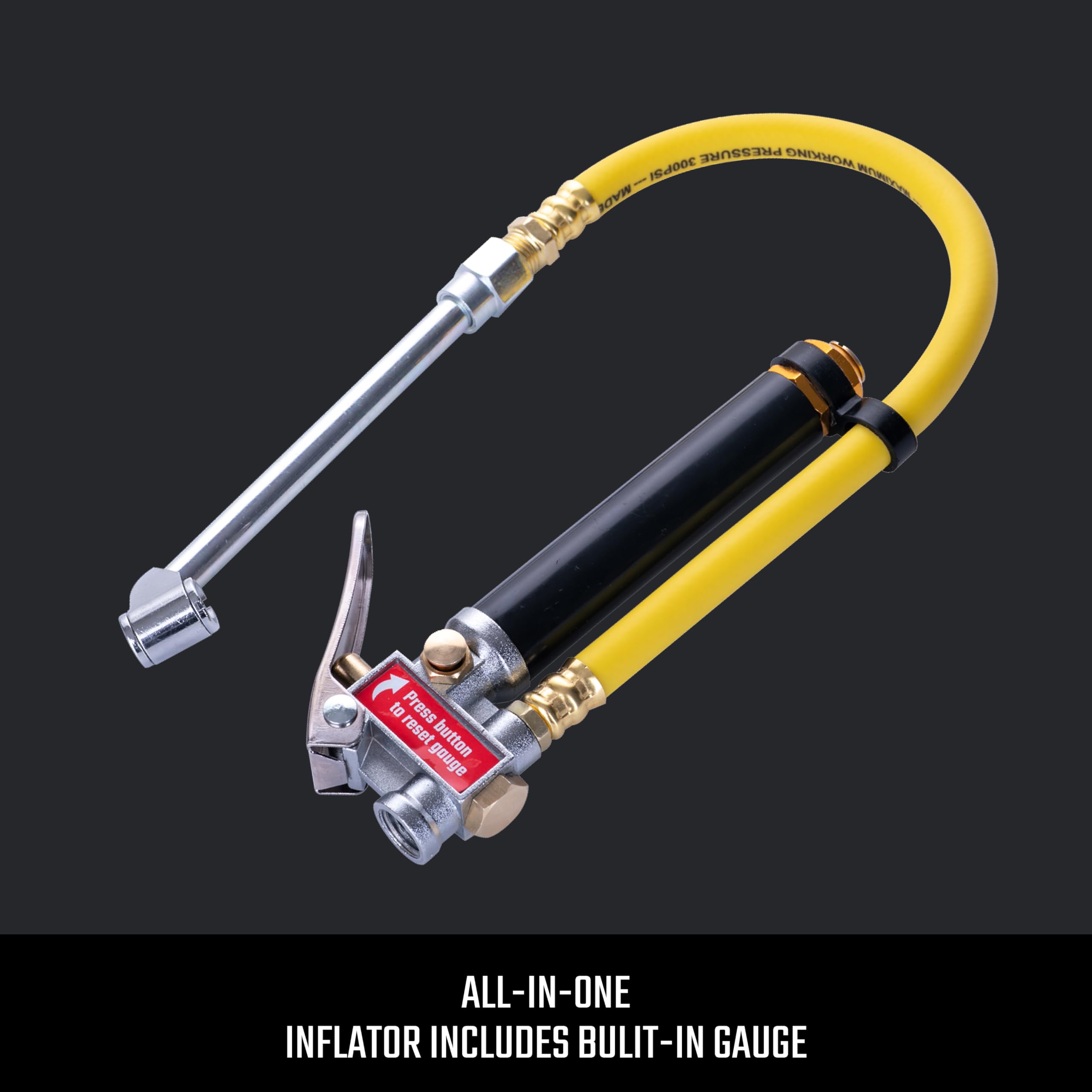 CRAFTSMAN Dual Foot Inflator and Gauge, 20-120 PSI, Built-in Relief Valve, 1/4-Inch NPT Air Inlet