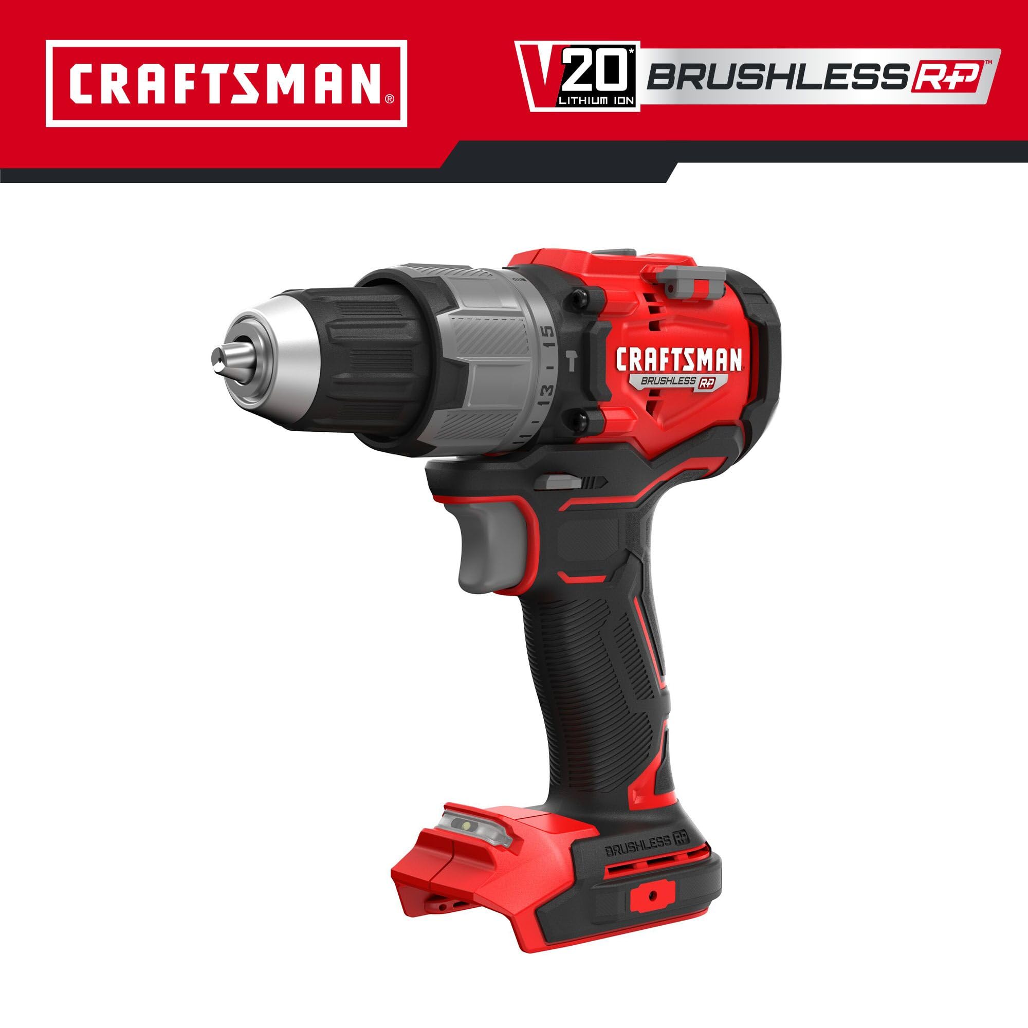 CRAFTSMAN V20 1/2 Inch Cordless Hammer Drill, Bare Tool Only (CMCD726B)