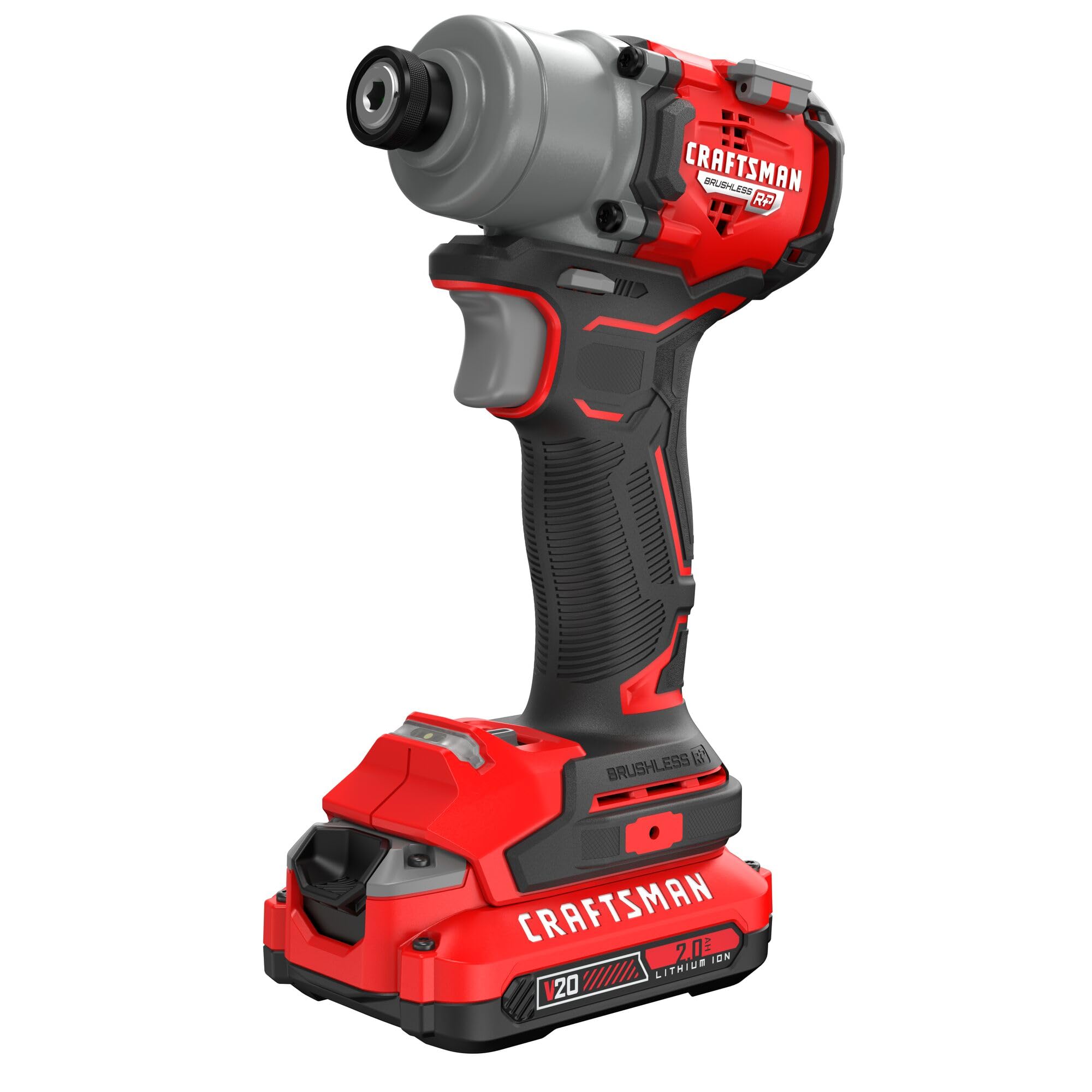 CRAFTSMAN V20 Cordless Brushless Impact Driver Set, 1/4 Impact Driver, Includes 2 Batteries and Charger (CMCF830D2)