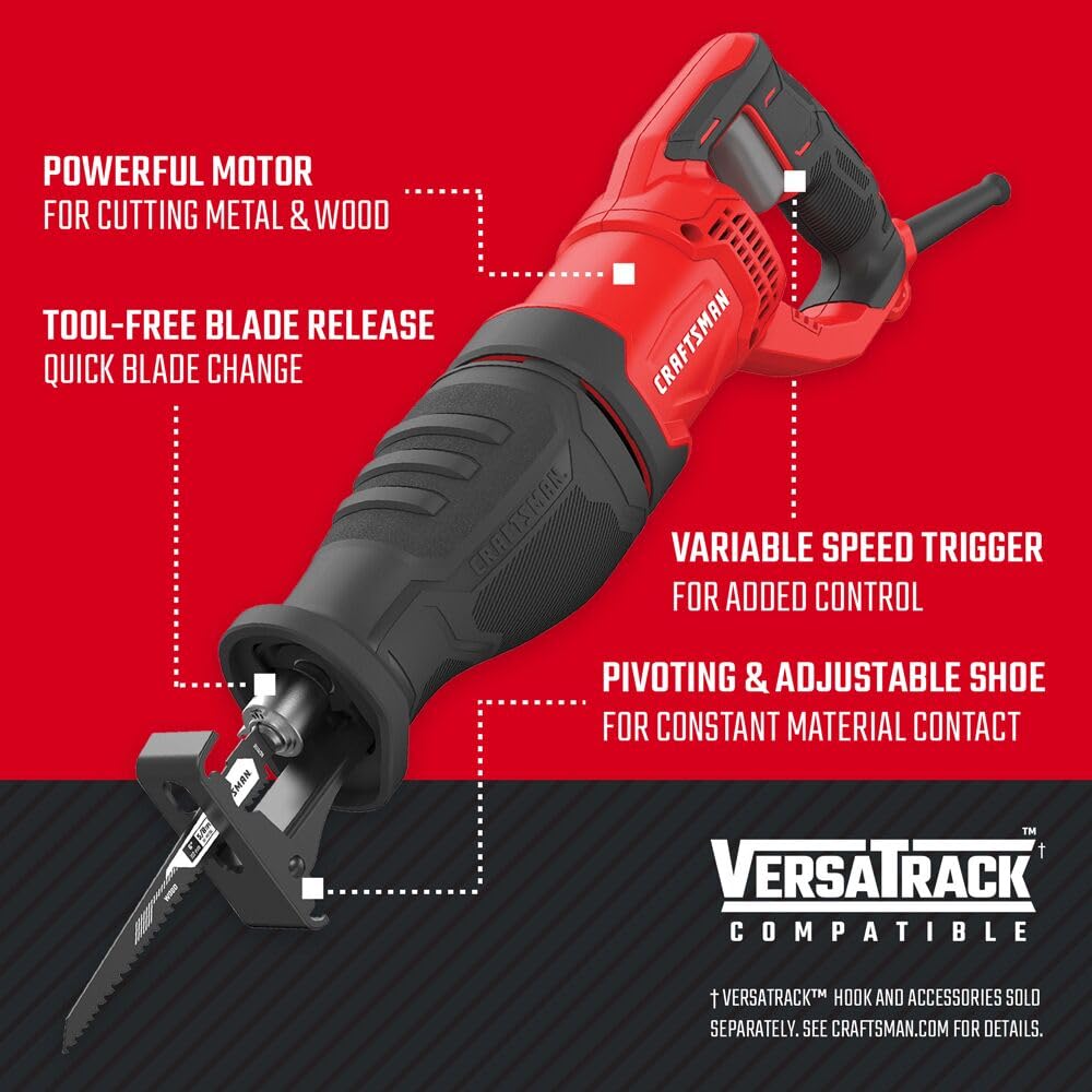 CRAFTSMAN Reciprocating Saw, 7.5 Amp, 3,200 RPM, Corded (CMES300)