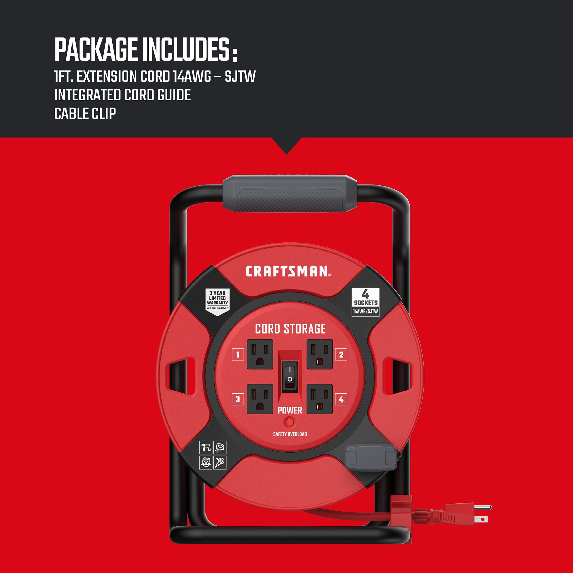 781-craftsman-retractable-extension-cord-reel-1-ft.-with-4-outlets-cable-management-heavy-duty-14awg-sjtw-cable-3.jpg CRAFTSMAN Retractable Extension Cord Reel 1 Ft. with 4 Outlets, Cable Management & Heavy Duty 14AWG SJTW Cable