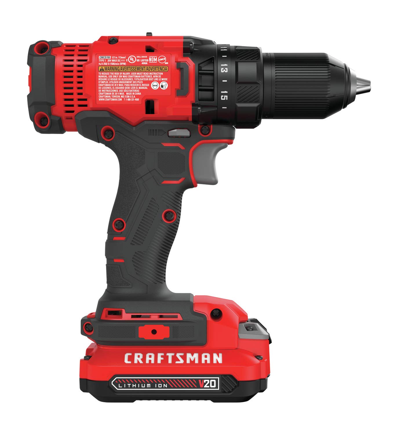 79-craftsman-v20-cordless-drill-driver-kit-1-2-inch-battery-and-charger-included-cmcd700c1-8.jpg CRAFTSMAN V20 Cordless Drill/Driver Kit, 1/2 inch, Battery and Charger Included (CMCD700C1)