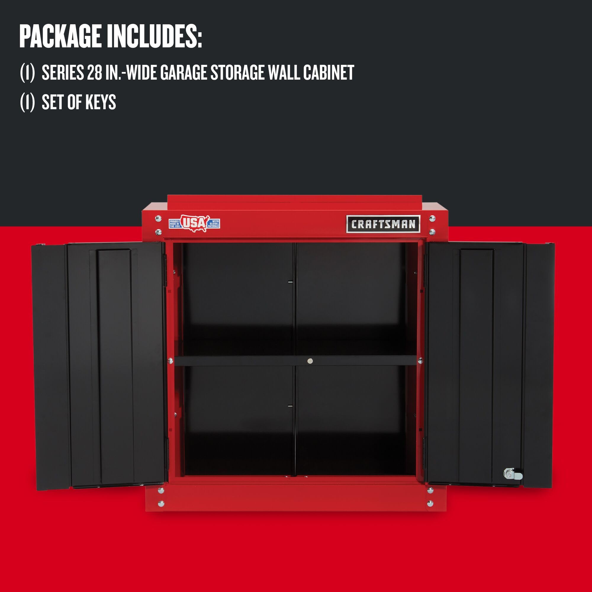 798-craftsman-garage-storage-28-inch-wide-wall-cabinet-cmst22800rb-4.jpg CRAFTSMAN Garage Storage, 28-Inch Wide Wall Cabinet (CMST22800RB)