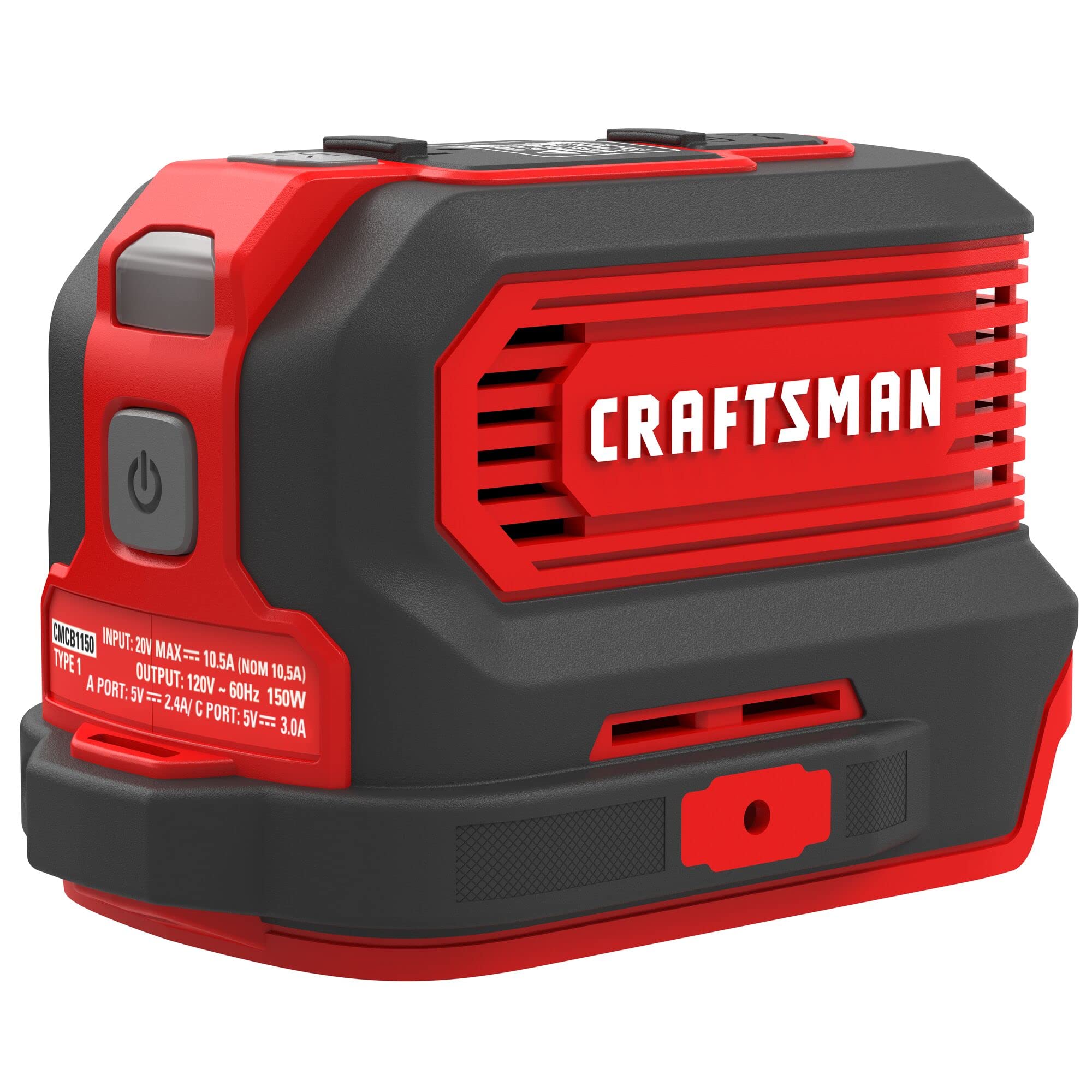 83-craftsman-v20-charger-power-inverter-charging-ports-for-type-c-type-a-and-ac-150-watts-bare-tool-only-cmcb1150b-4.jpg CRAFTSMAN V20 Charger, Power Inverter, Charging Ports for Type-C, Type-A, and AC, 150 Watts, Bare Tool Only (CMCB1150B)