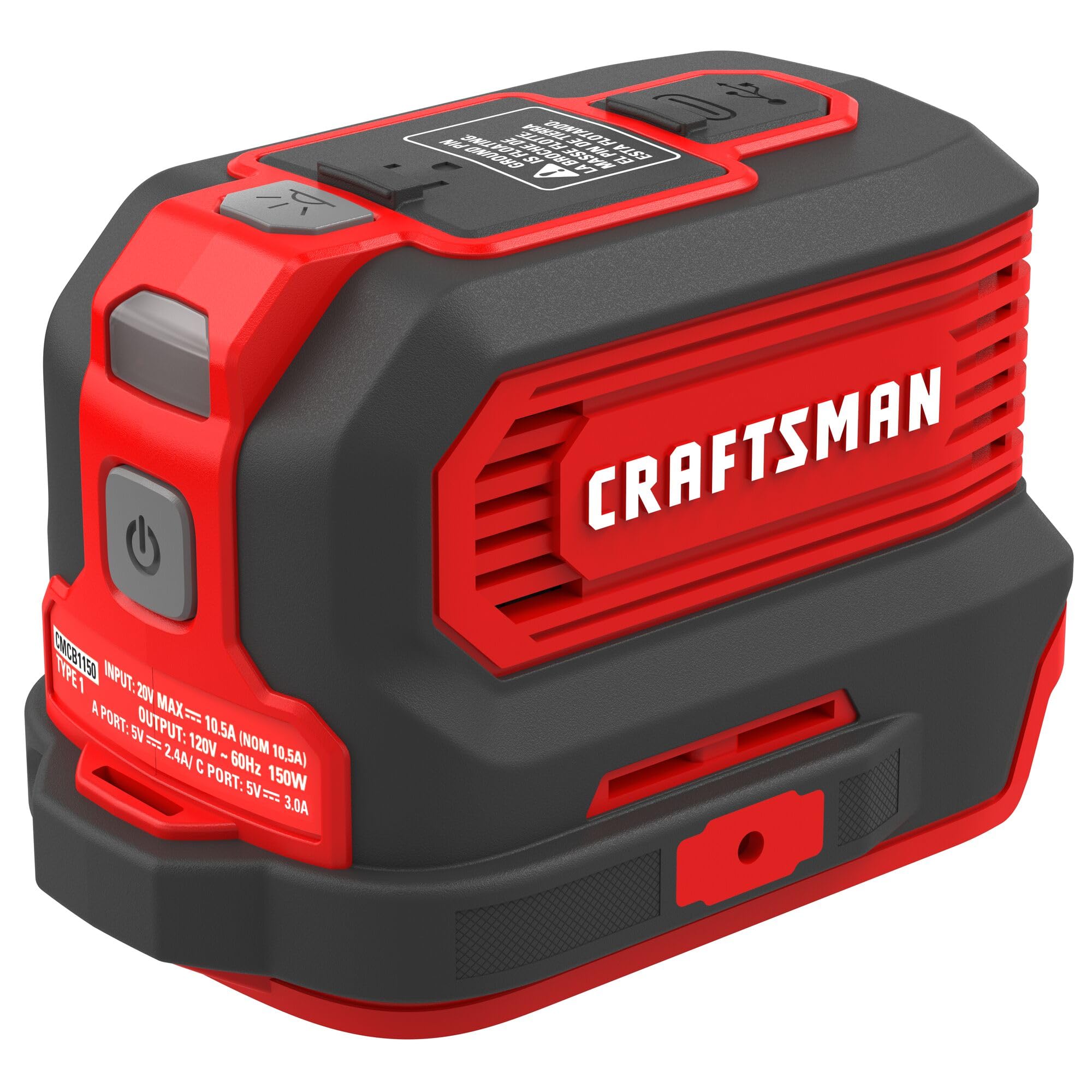 83-craftsman-v20-charger-power-inverter-charging-ports-for-type-c-type-a-and-ac-150-watts-bare-tool-only-cmcb1150b-5.jpg CRAFTSMAN V20 Charger, Power Inverter, Charging Ports for Type-C, Type-A, and AC, 150 Watts, Bare Tool Only (CMCB1150B)