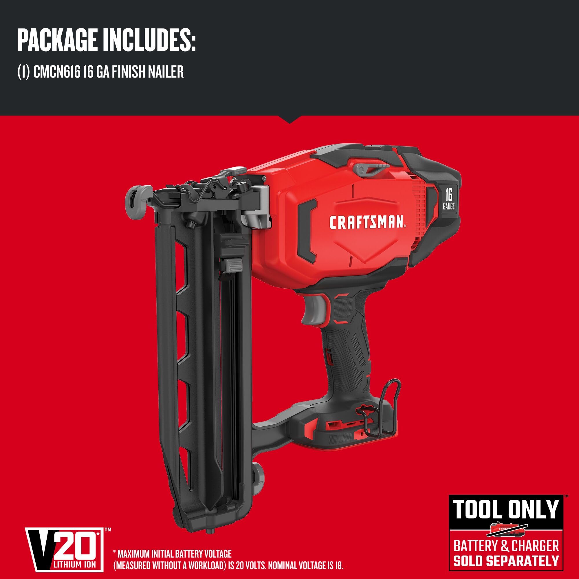 90-craftsman-v20-cordless-finish-nailer-16-gauge-bare-tool-only-cmcn616b-6.jpg CRAFTSMAN V20 Cordless Finish Nailer, 16 Gauge, Bare Tool Only (CMCN616B)