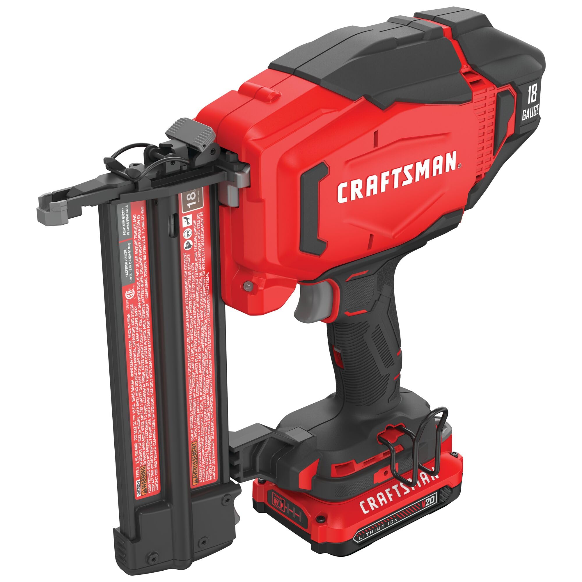96-craftsman-v20-cordless-brad-nailer-18-gauge-nail-gun-with-battery-and-charger-cmcn618c1-5.jpg CRAFTSMAN V20 Cordless Brad Nailer, 18 Gauge Nail Gun, with Battery and Charger (CMCN618C1)