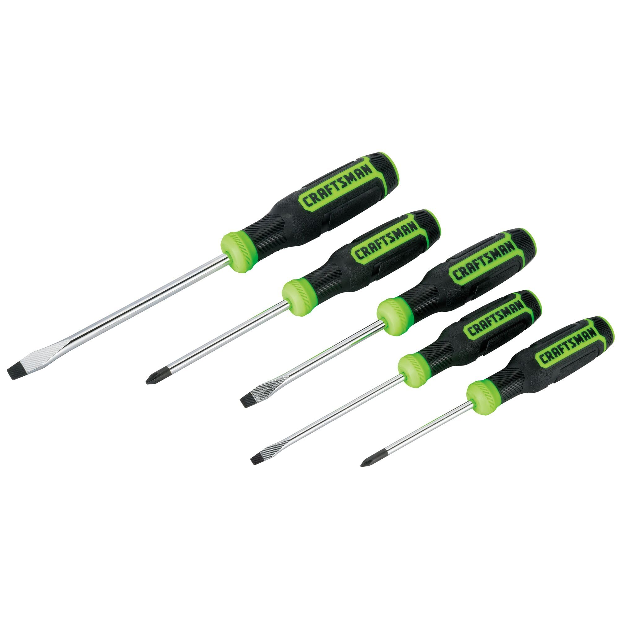 CRAFTSMAN 5 Piece High-Visibility Bi-Material Screwdriver Set (CMHT65087NG)